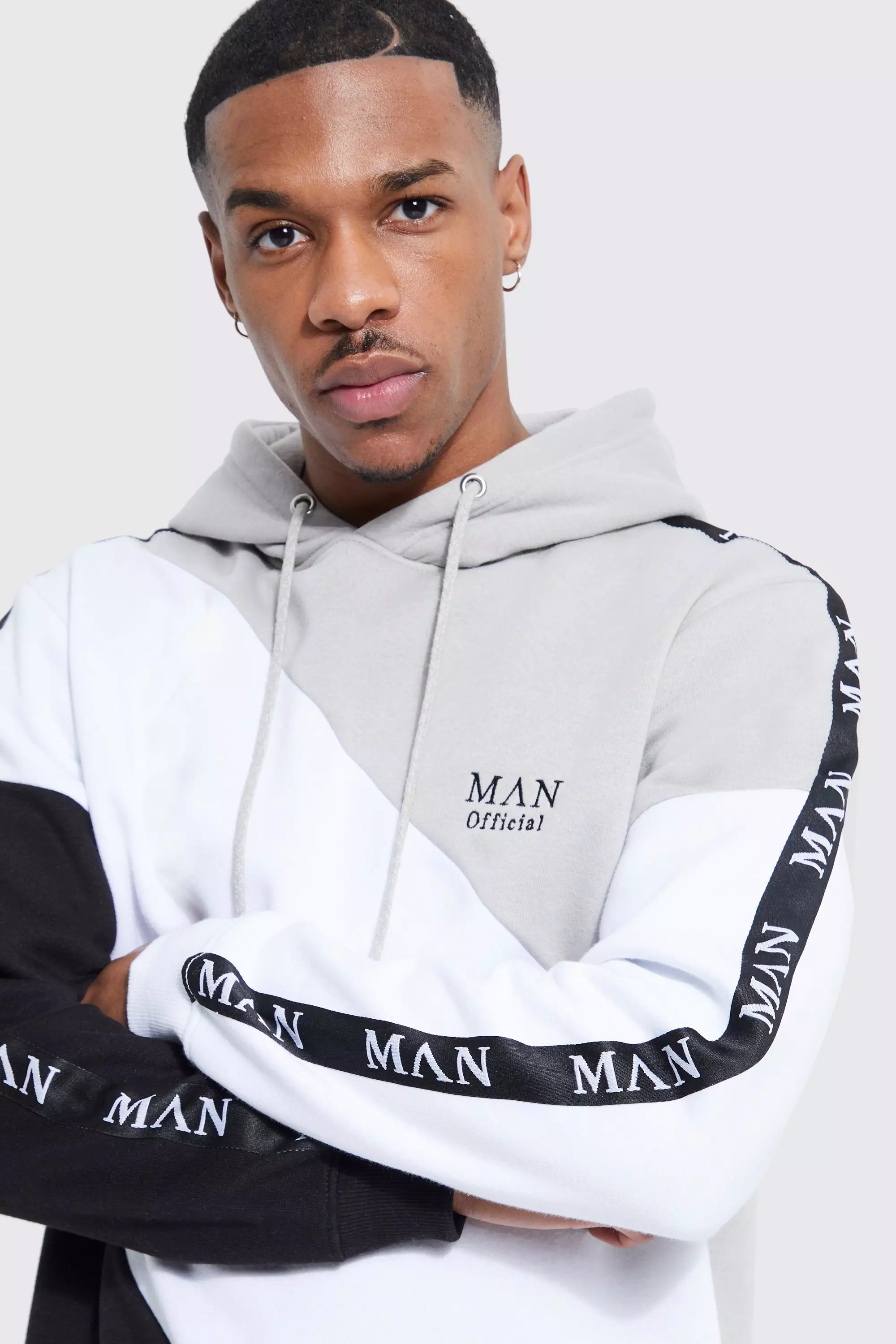 Boohooman hoodie with man print in white hot sale